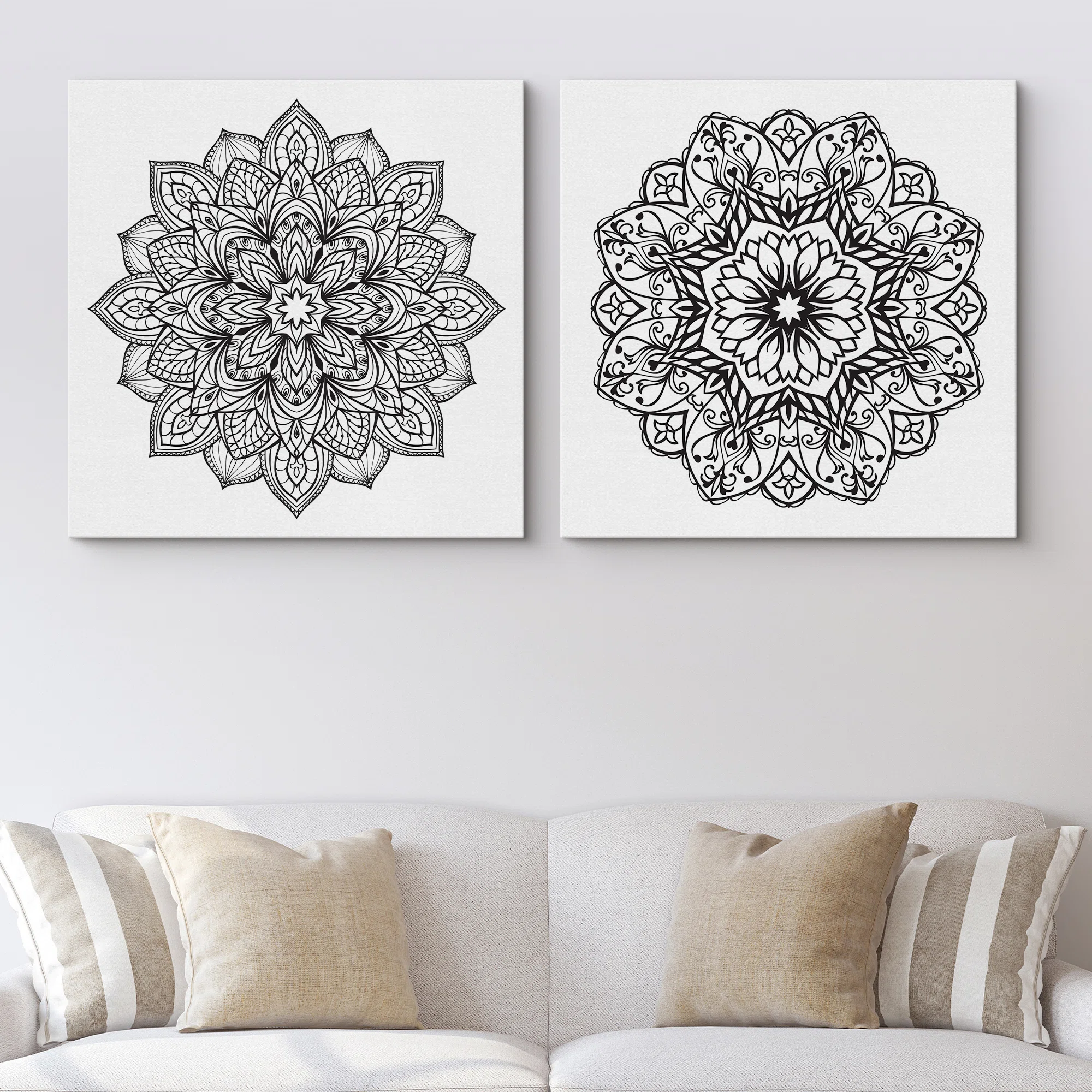 Black and white mandala prints